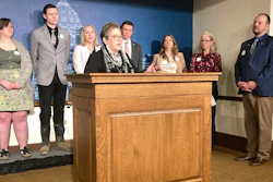 Dana Strande speaks at a news conference at the Minnesota State Capitol on Tuesday, May 9, 2023, in St. Paul, Minn., in support of state legislation to ban non-essential uses of 'forever chemicals' also known as PFAS. The legislation is named after his daughter, Amara Strande, who spent the last months of her life campaigning for restrictions that will be some of the toughest in the country.