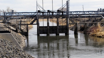 A control gate on an irrigation canal in Fernley, Nev., March 18, 2021.