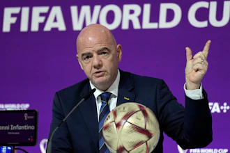 FIFA President Gianni Infantino at the FIFA World Cup closing press conference, Doha, Qatar, Dec. 16, 2022.