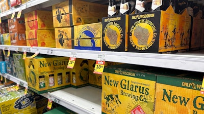 Beer on display at a grocery store in Milwaukee, June 19, 2023.
