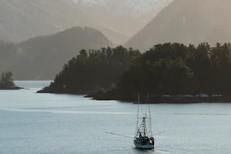 A troller fishes in Sitka Sound, Alaska, Feb. 2, 2021.