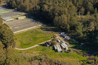 A drone photo of mobile homes at the California Terra Garden in Half Moon Bay, Calif., Jan. 26, 2023.