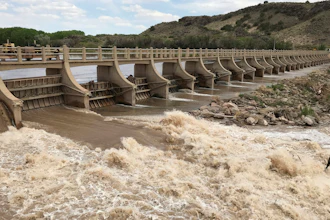 A dam along the Rio Grande near San Acacia, N.M., May 9, 2021..