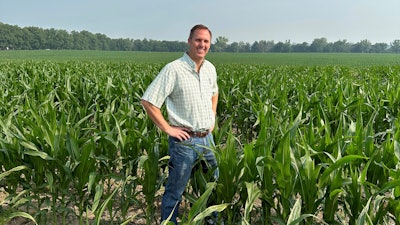 Mike Shane in his corn field near Peoria, Ill., June 27, 2023.