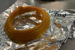 Air-frying a 3D-printed plant-based calamari ring resulted in a quick, tasty snack.