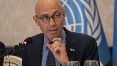 U.N. High Commissioner for Human Rights Volker Turk during a press conference in Baghdad, Aug. 9, 2023.