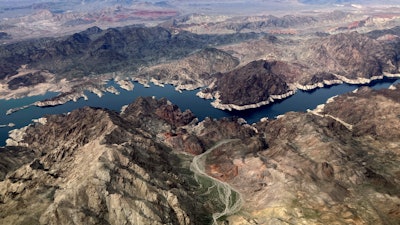 Aerial photo of Lake Mead near Boulder City, Nev., March 6, 2023.