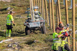 A fence under construction along the border with Russia near Storskog, Norway, Aug. 23, 2023.