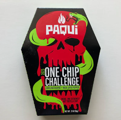 A package of Paqui One Chip Challenge spicy tortilla chips is seen on Thursday, Sept. 7, 2023, in Boston.