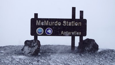 A sign at McMurdo Station, Dec. 4, 2018.