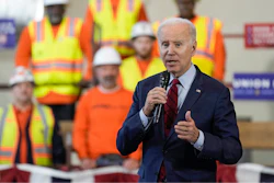 President Joe Biden delivers remarks on his economic agenda at a training center run by Laborers' International Union of North America, Feb. 8, 2023, in Deforest, Wis.