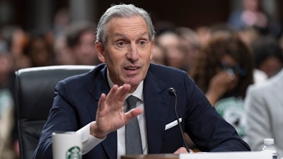 Starbucks founder and former CEO Howard Schultz testifies before the Senate Health, Education, Labor and Pensions Committee in Washington on March 29, 2023. Schultz is stepping down from the company's board of directors, the coffee chain announced. Schultz is credited for transforming the Seattle-based business into the coffee giant it's known as today. His departure from the board is “part of a planned transition,” the company said Wednesday Sept. 13 2023.