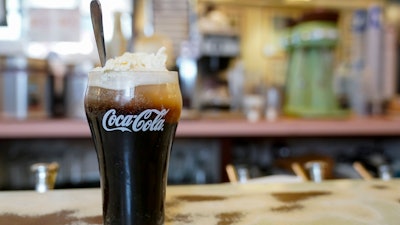 A Coke float on the counter of the Lexington Candy Shop, New York, Sept. 28, 2023.