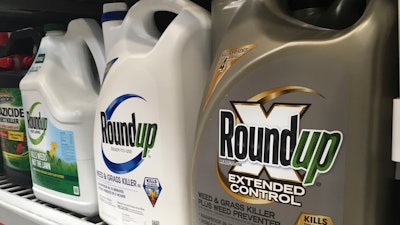 Containers of Roundup on a store shelf in San Francisco, Feb. 24, 2019.