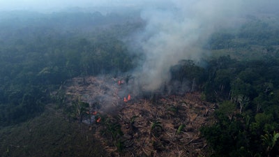 A forest burns in Manaquiri, Brazil, Sept. 6, 2023.