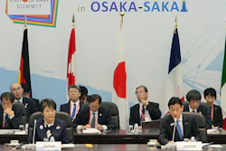 Japanese Foreign Minister Yoko Kamikawa, left, and Yasutoshi Nishimura, right, the minister in charge of trade, at a G-7 Trade Ministers' Meeting in Osaka, Oct. 29, 2023.