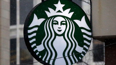 Starbucks logo on a shop in Pittsburgh, March 14, 2017.