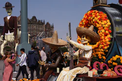 Day of the Dead presentations in the Zocalo, Mexico City, Oct. 31, 2023.