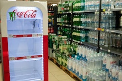 An empty Coca-Cola refrigerator at a shop in Zagreb, Croatia, Nov. 8, 2023.
