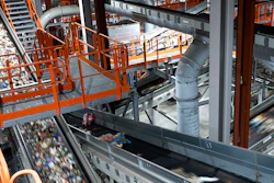 Plastic waste runs on conveyor belts at a new plastic waste sorting facility, Motala, Sweden, Nov. 9, 2023.