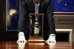 A bottle of Macallan Adami 1926 whisky displayed during a media preview, Sotheby's auction house, London, Oct. 19, 2023. The bottle recently sold for almost $2.7 million.