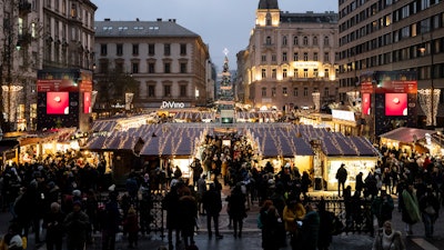 The Advent Bazilika market, Budapest, Hungary, Dec 9. 2023.