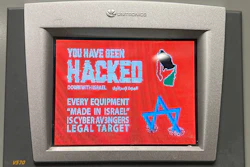 This photo provided by the Municipal Water Authority of Aliquippa shows the screen of a Unitronics device that was hacked in Aliquippa, Pa., on Saturday, Nov. 25, 2023. The hacked device was in a pumping booster station owned by the Municipal Water Authority of Aliquippa. An electronic calling card left by the hackers suggests they picked their target because it uses components made by an Israeli company.