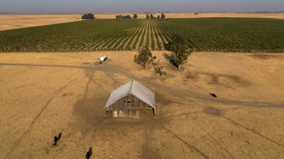 Aerial photo of farmland in Solano County, Calif., Aug. 30, 2023.