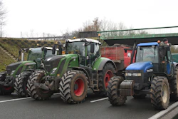 Farmers block a highway during a demonstration near Beauvais, France, Jan. 23, 2024.