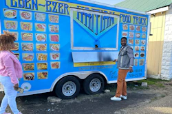 Clemene Bastien and Theslet Benoir outside their Eben-Ezer Haitian food truck in Parksley, Va., Jan. 24, 2024.