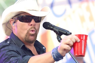 Toby Keith holds a Solo cup while performing on NBC's Today show, New York, July 5, 2019.