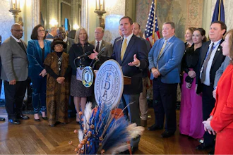 Kentucky Gov. Andy Beshear speaks at an event promoting the state's bourbon industry, Frankfort, Feb. 6, 2024.