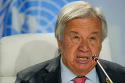 United Nations General Secretary António Guterres at the BRICS summit, Johannesburg, South Africa, Aug. 24, 2023.