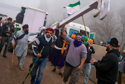 Farmers waiting to march to New Delhi, Shambhu, India, Feb.21, 2024.