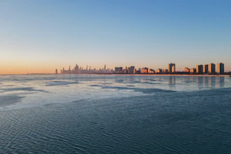 A layer of ice covers Lake Michigan in Chicago, Feb. 2, 2023.