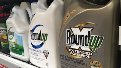 Containers of Roundup on a store shelf in San Francisco, Feb. 24, 2019.