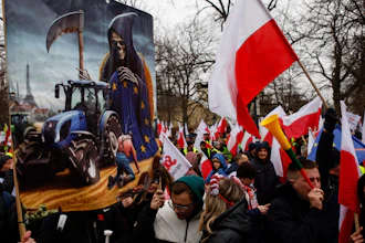 Polish farmers, hunters and their supporters hold a protest in Warsaw, March 6, 2024.