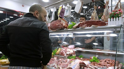 A butcher shop in Algiers, Algeria, Feb. 18, 2024.