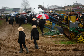 Auction at the 56th annual mud sale to benefit the local fire department in Gordonville, Pa., March 9, 2024.