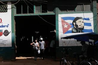 Shoppers exit a state-run agro-market, Havana, March 7, 2024.