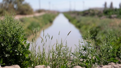 Irrigation drain near Calipatria, Calif., March 22, 2024.