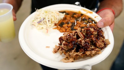 A plate of food in Cedar Rapids, Iowa, Aug. 6, 2023.