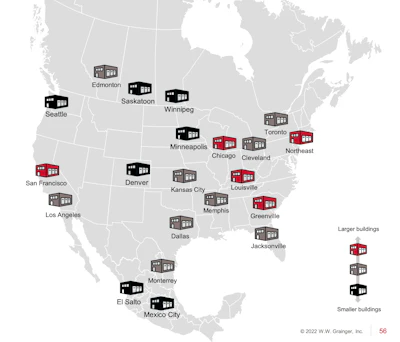 Map of Grainger facilities from its 2022 Investor Day presentation.