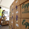 Cases of eggs from Cal-Maine Foods Inc. at the Mississippi State Fairgrounds, Jackson, Aug. 7, 2020.