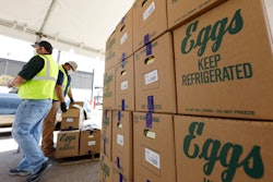 Cases of eggs from Cal-Maine Foods Inc. at the Mississippi State Fairgrounds, Jackson, Aug. 7, 2020.