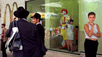 Exterior of a McDonald's restaurant, Jerusalem, Aug. 16, 2002.