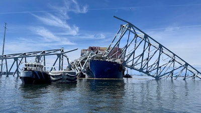 The fallen Francis Scott Key Bridge in Baltimore, March 31, 2024.