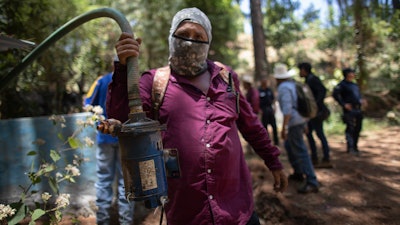 A pump that was removed from an unlicensed water intake, Villa Madero, Mexico, April 17, 2024.