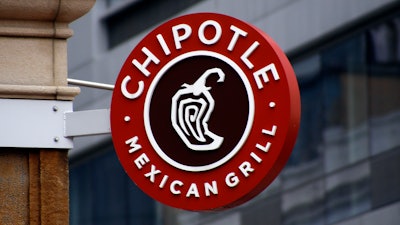 Sign for a Chipotle restaurant in Pittsburgh's Market Square, Feb. 8, 2016.