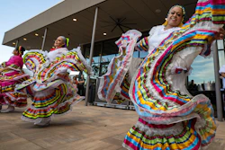 Folklorico dancers from the group Viva Mexico at the Odessa Marriott Hotel and Convention Center, Odessa, Texas, May 5, 2021.